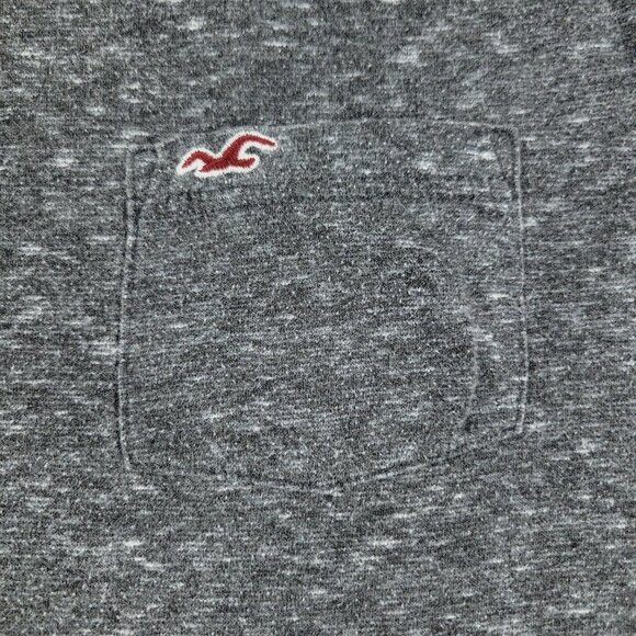 Hollister Shirt Men's Small Gray Embroidered Logo Crew Neck Long Sleeve Pocket - Picture 3 of 15